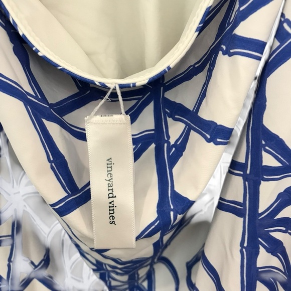 Vineyard Vines Women’s Swim Suit Bamboo Lattice Print Marlin Blue XLarge - Picture 3 of 5